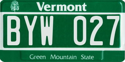 VT license plate BYW027