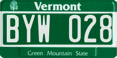 VT license plate BYW028