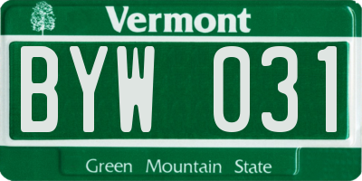 VT license plate BYW031