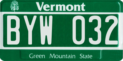 VT license plate BYW032