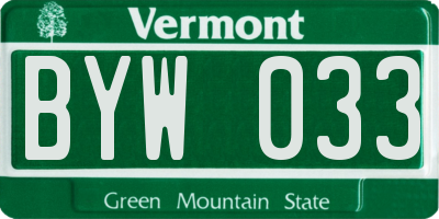 VT license plate BYW033