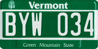 VT license plate BYW034