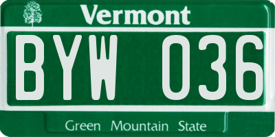 VT license plate BYW036