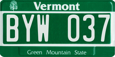 VT license plate BYW037