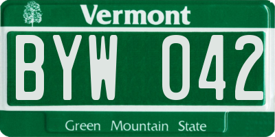 VT license plate BYW042