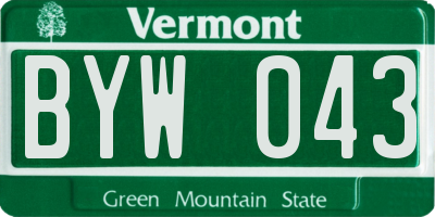 VT license plate BYW043
