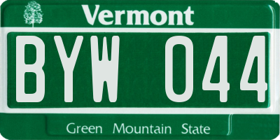 VT license plate BYW044