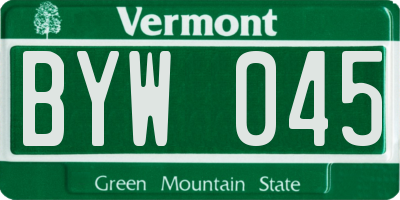 VT license plate BYW045