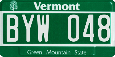 VT license plate BYW048