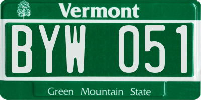VT license plate BYW051