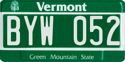 VT license plate BYW052