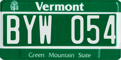 VT license plate BYW054