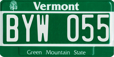 VT license plate BYW055