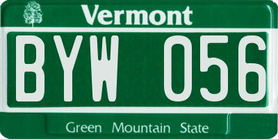 VT license plate BYW056