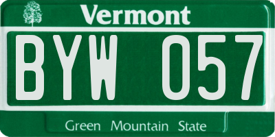 VT license plate BYW057