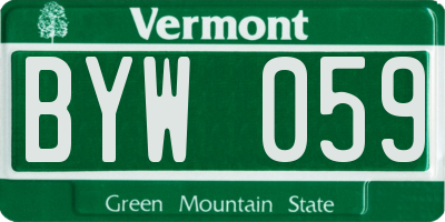 VT license plate BYW059