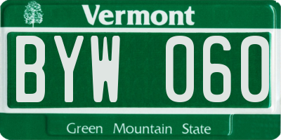 VT license plate BYW060