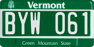 VT license plate BYW061