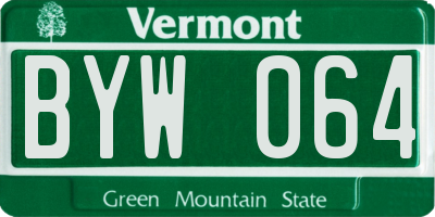 VT license plate BYW064