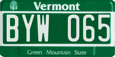VT license plate BYW065