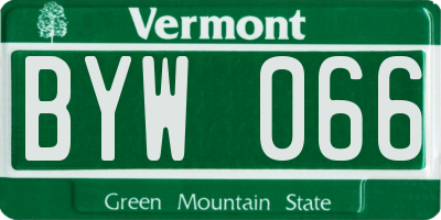 VT license plate BYW066