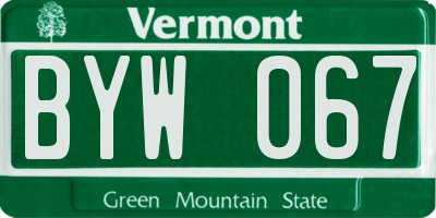VT license plate BYW067