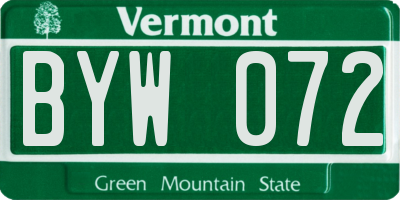 VT license plate BYW072