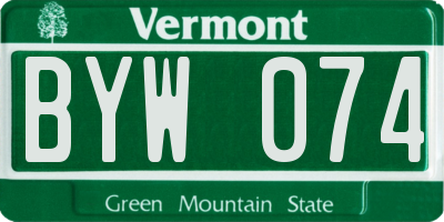 VT license plate BYW074