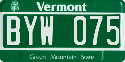 VT license plate BYW075