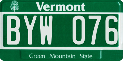 VT license plate BYW076