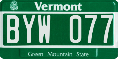 VT license plate BYW077