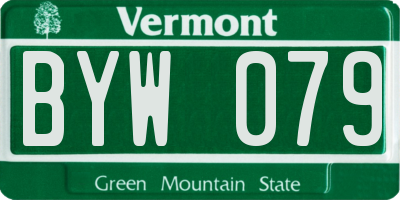 VT license plate BYW079