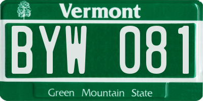 VT license plate BYW081