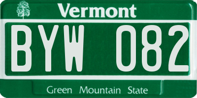 VT license plate BYW082