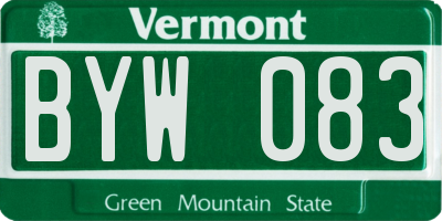 VT license plate BYW083