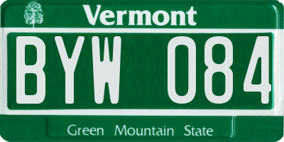 VT license plate BYW084