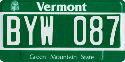 VT license plate BYW087