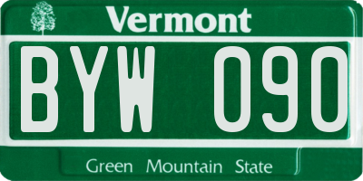 VT license plate BYW090