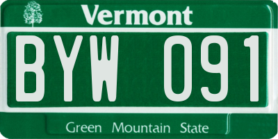 VT license plate BYW091