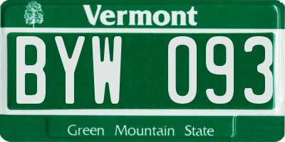 VT license plate BYW093
