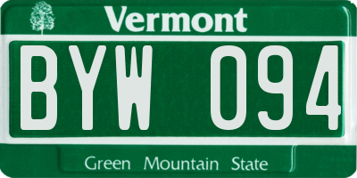 VT license plate BYW094