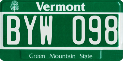 VT license plate BYW098