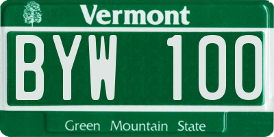 VT license plate BYW100