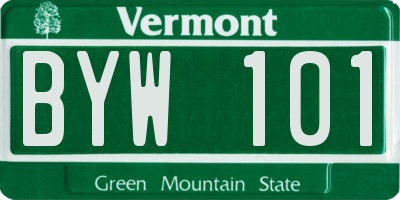VT license plate BYW101