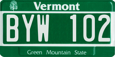 VT license plate BYW102