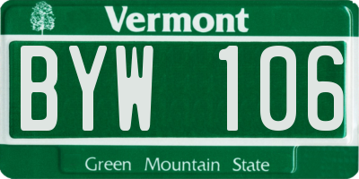 VT license plate BYW106