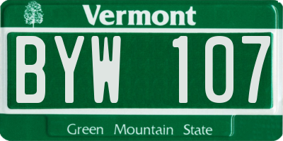 VT license plate BYW107