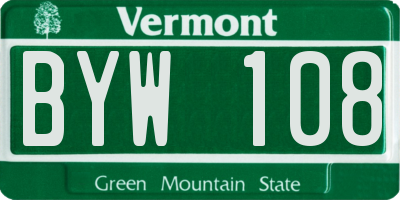 VT license plate BYW108