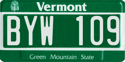 VT license plate BYW109