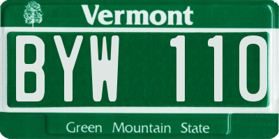 VT license plate BYW110